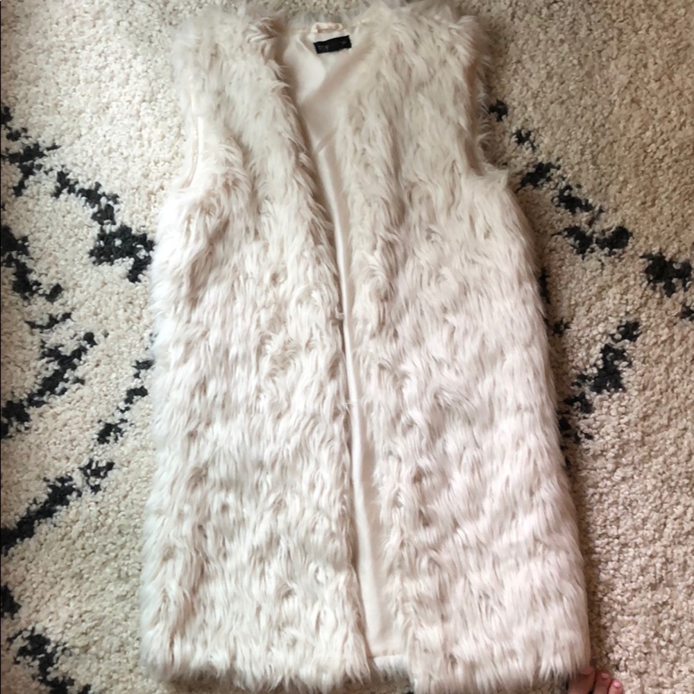 Faux fur long vest